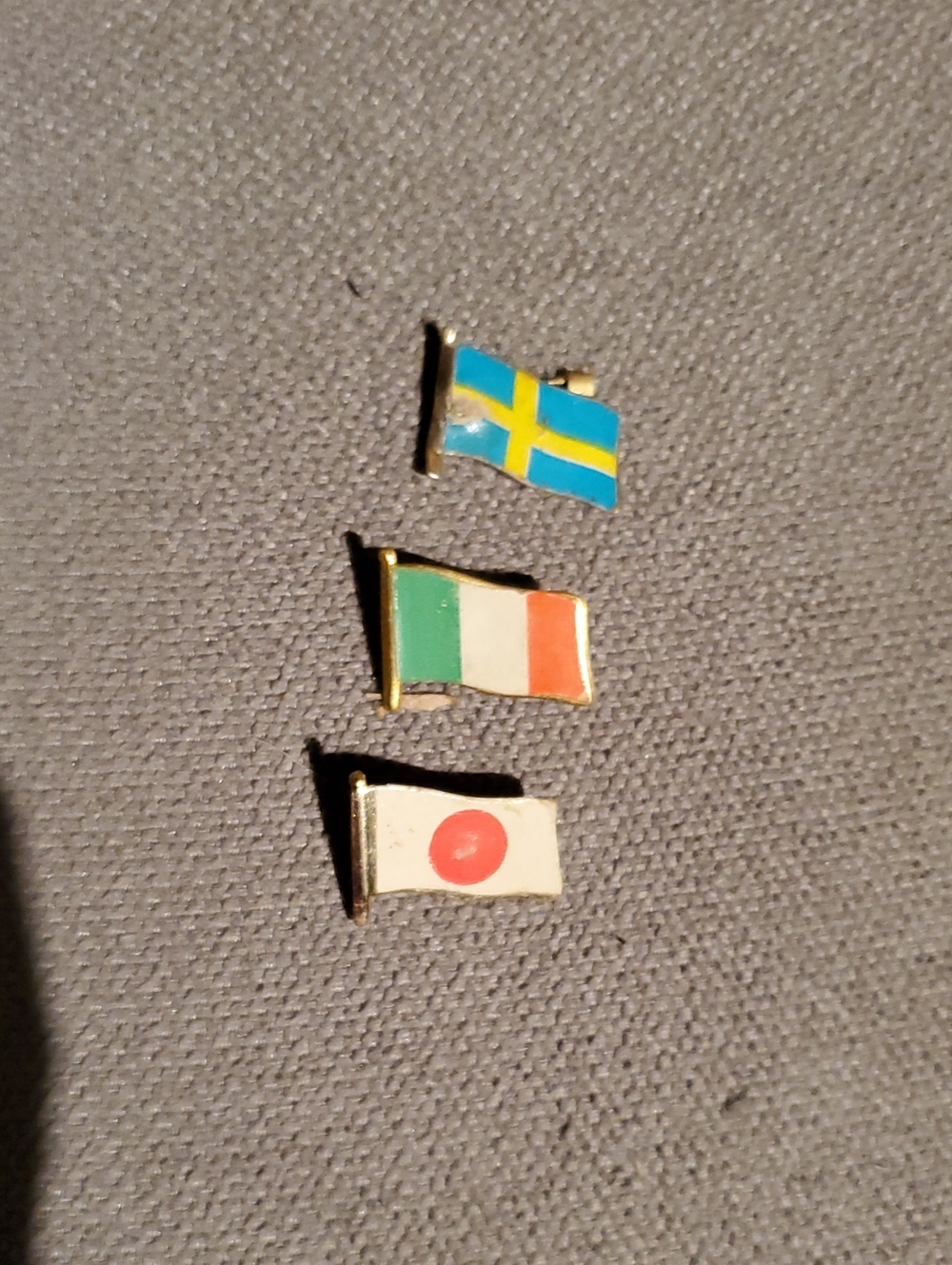Gold-Tone Enamel Flag Pin - Italian, Japanese, Swedish Set 5$ Ea. Pinst